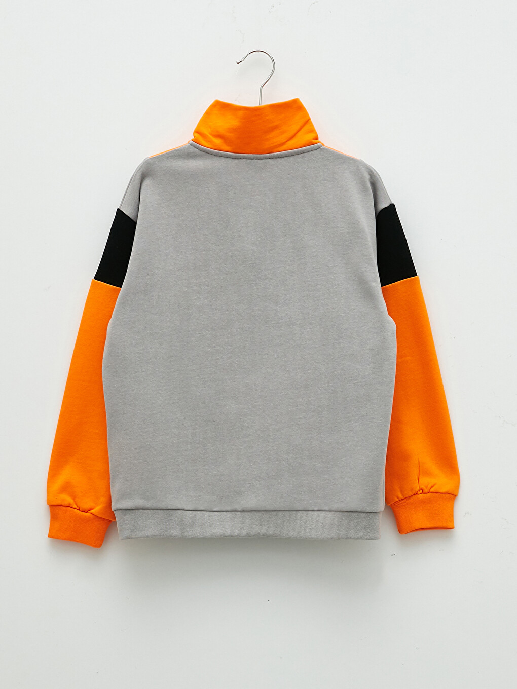 Stand Up Collar Color Block Long Sleeve Boys Sweatshirt-1