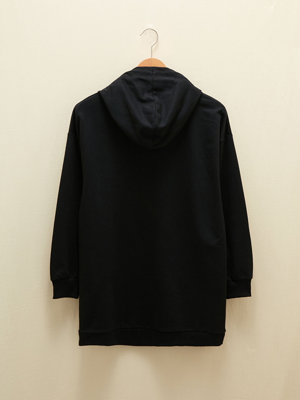 تونيك سويتشيرت كم طويل مستقيم بكابوش للسيدات-12