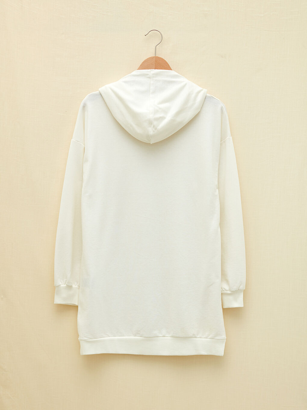 تونيك سويتشيرت كم طويل مستقيم بكابوش للسيدات-7