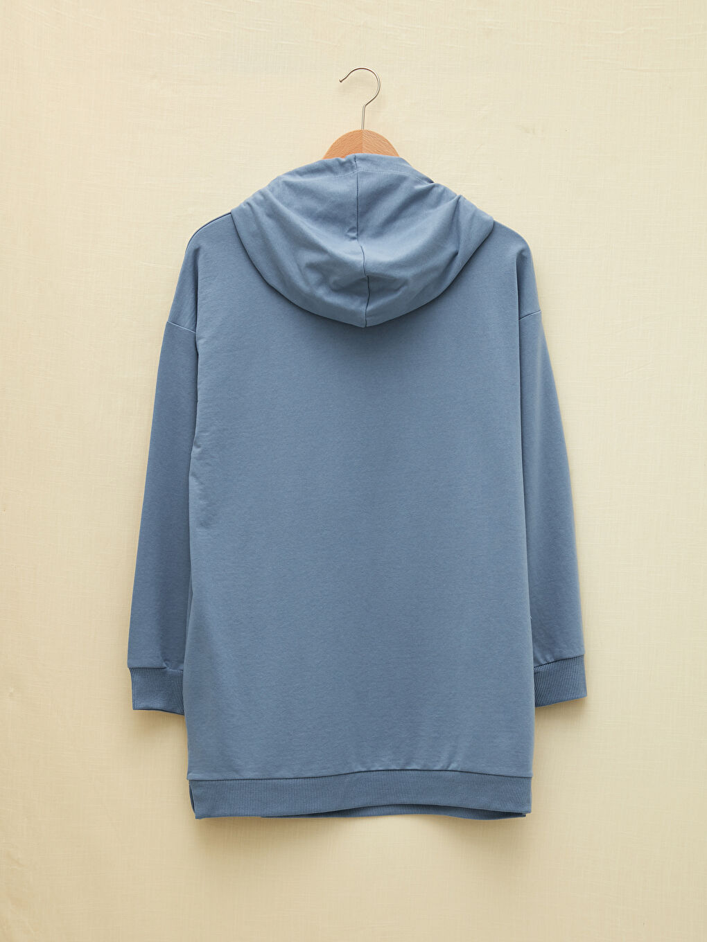 تونيك سويتشيرت كم طويل مستقيم بكابوش للسيدات-7