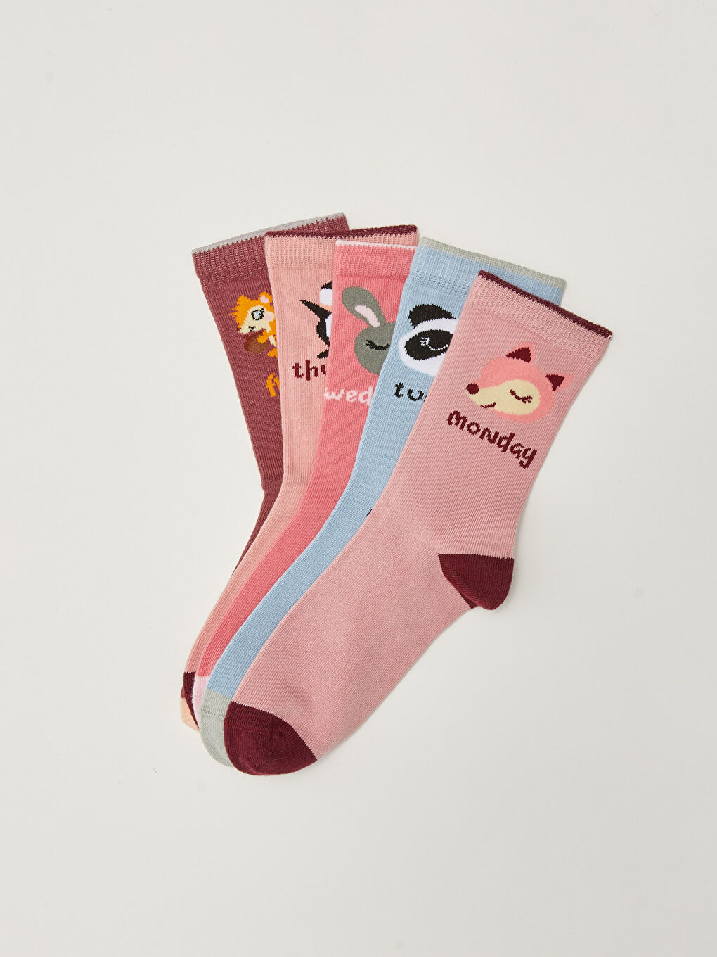 جوارب الكاحل للبنات منقوشة - عبوة ٥ قطع