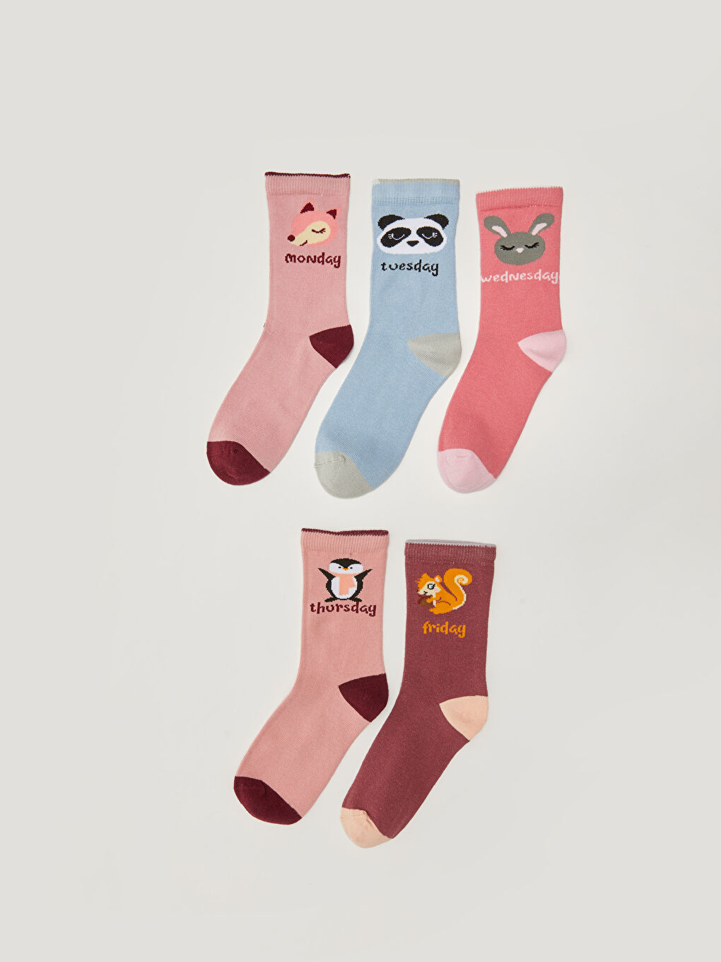 جوارب الكاحل للبنات منقوشة - عبوة ٥ قطع-1