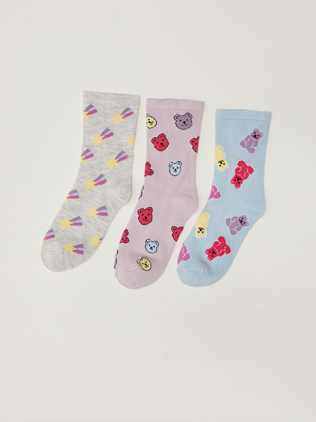 Patterned Girls' Ankle Socks 3-pack-3