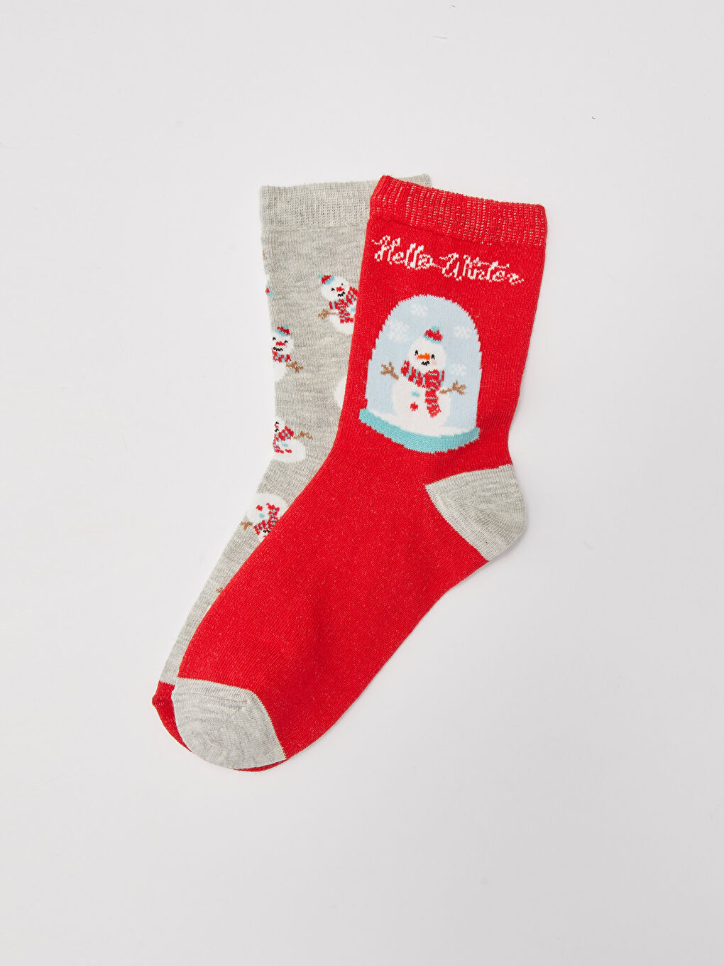 Kırmızı Yılbaşı Temalı Kız Çocuk Soket Çorap 2'li-2