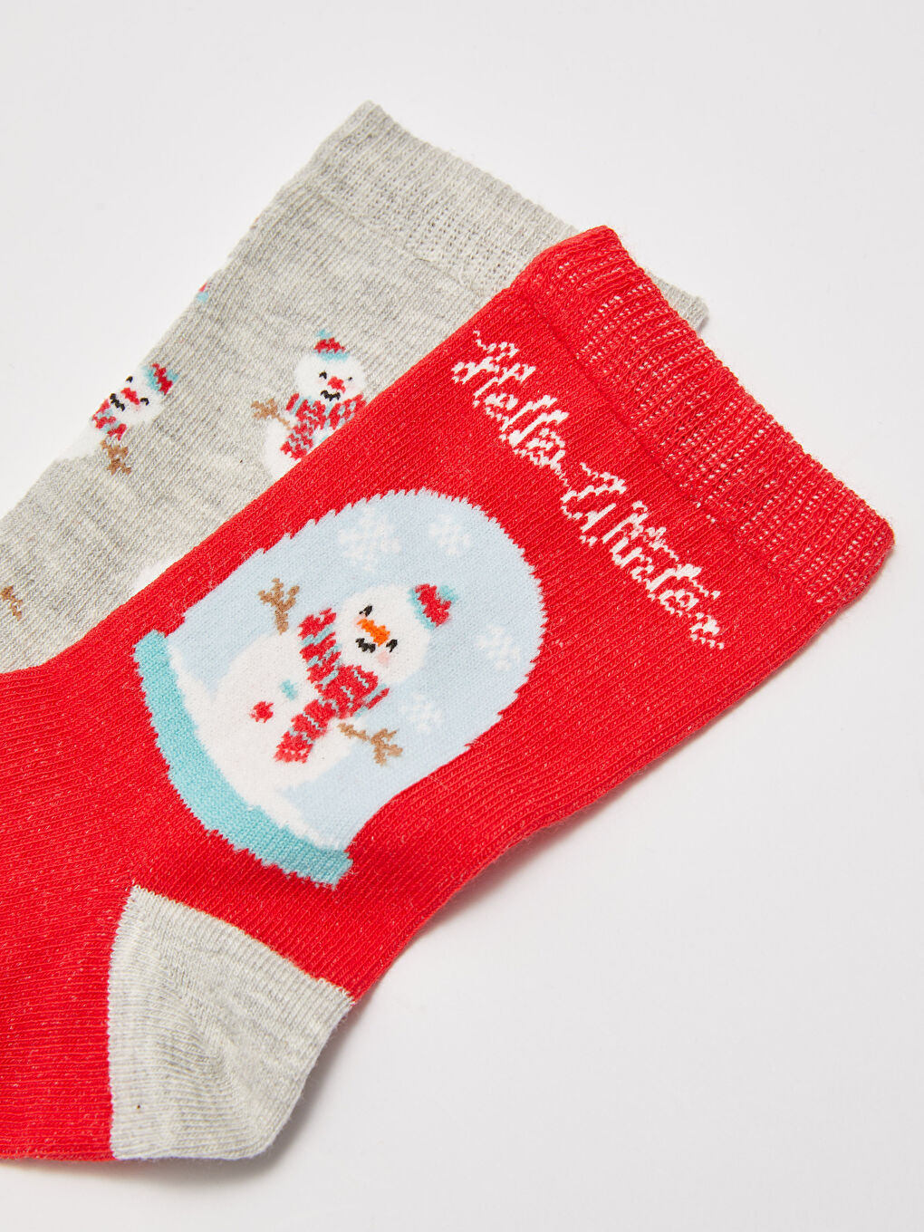 Kırmızı Yılbaşı Temalı Kız Çocuk Soket Çorap 2'li-3