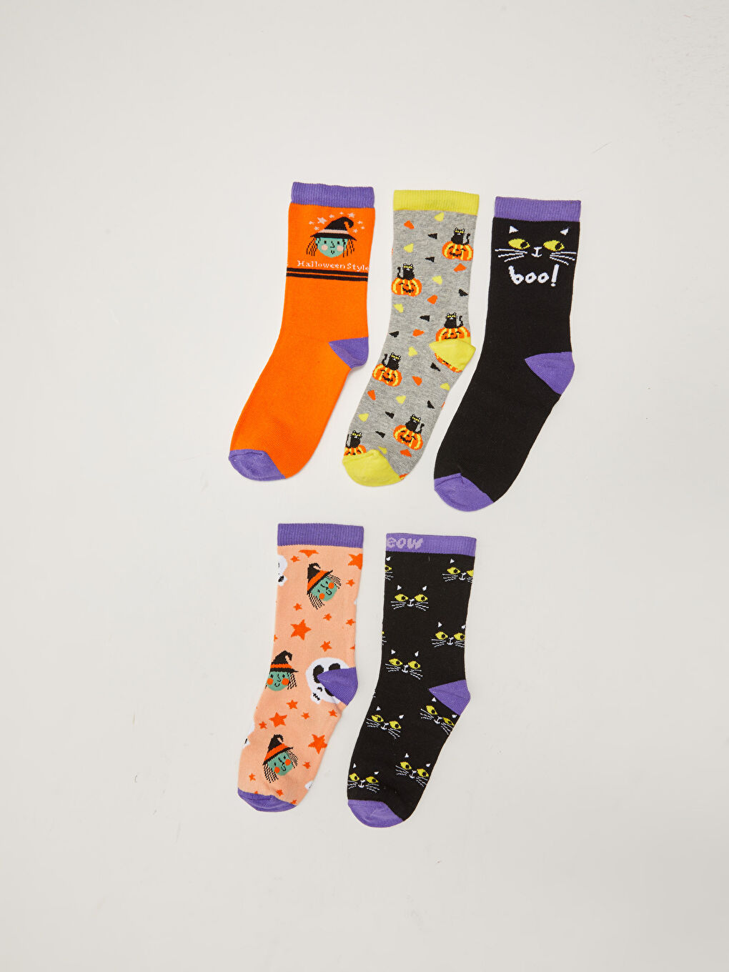 LCW Kids Patterned Girls' Ankle Socks 5 Pack -W1GA35Z4-J3C