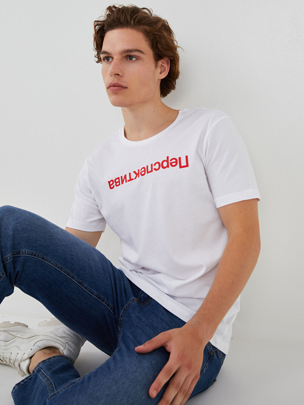 Crew Neck Short Sleeve Printed Combed Cotton Men's T-shirt