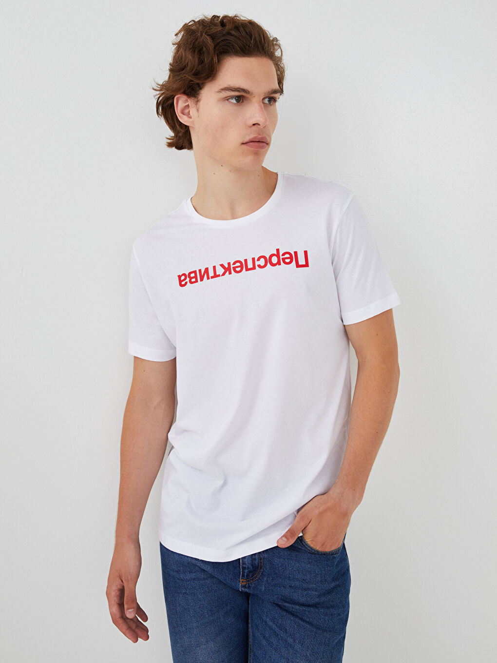 Crew Neck Short Sleeve Printed Combed Cotton Men's T-shirt-1