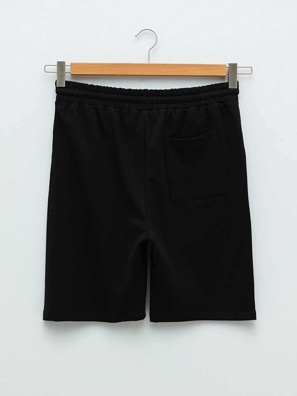 Siyah Slim Fit Beli Bağlama Detaylı Erkek Şort-7