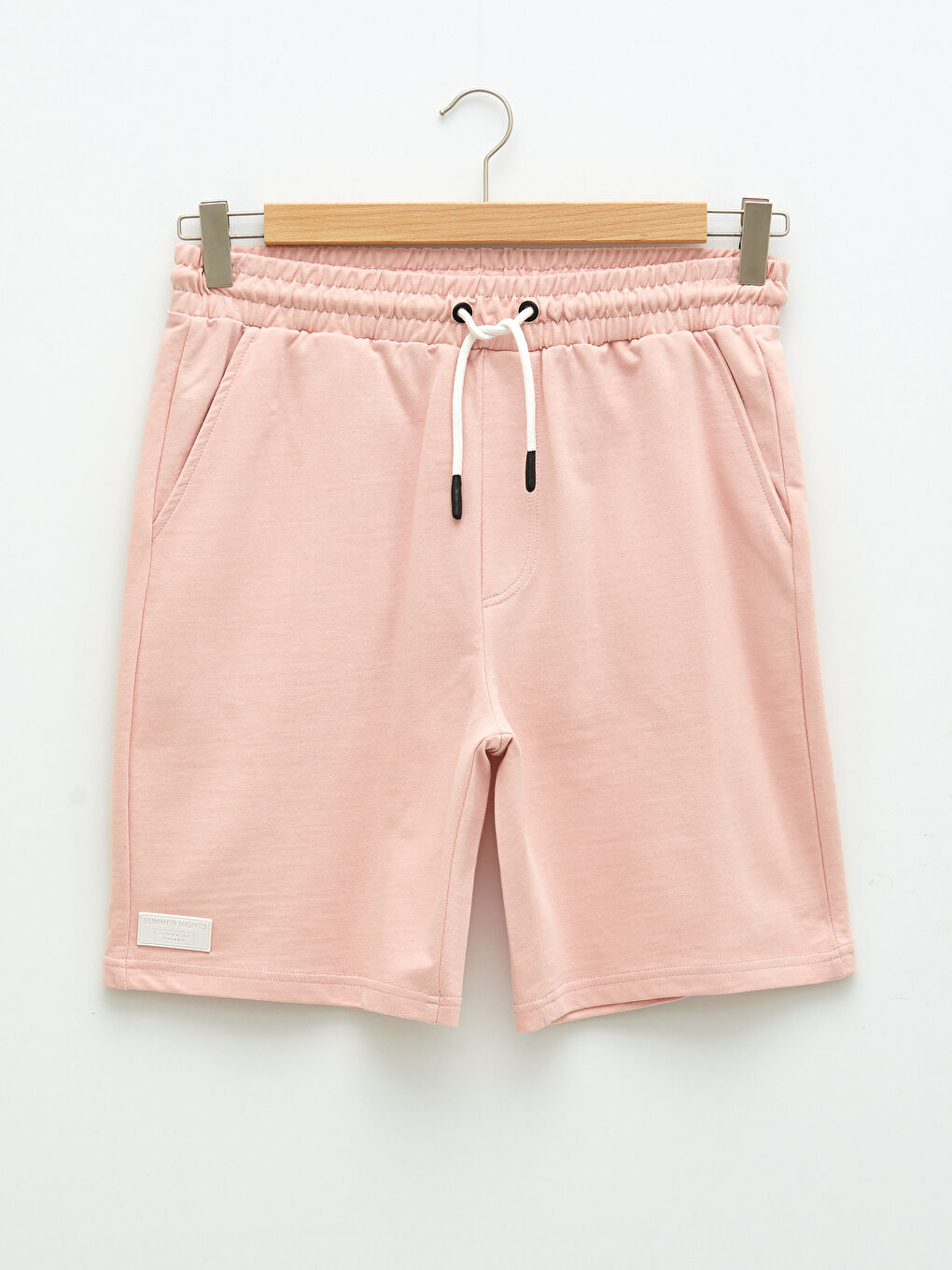 Pembe Slim Fit Beli Bağlama Detaylı Erkek Şort-5