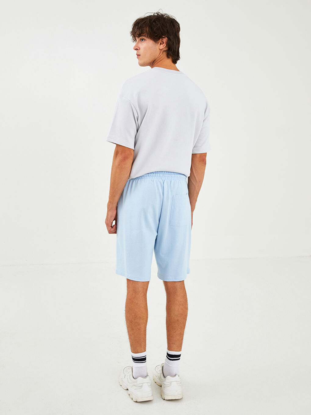Mavi Slim Fit Beli Bağlama Detaylı Erkek Şort-4