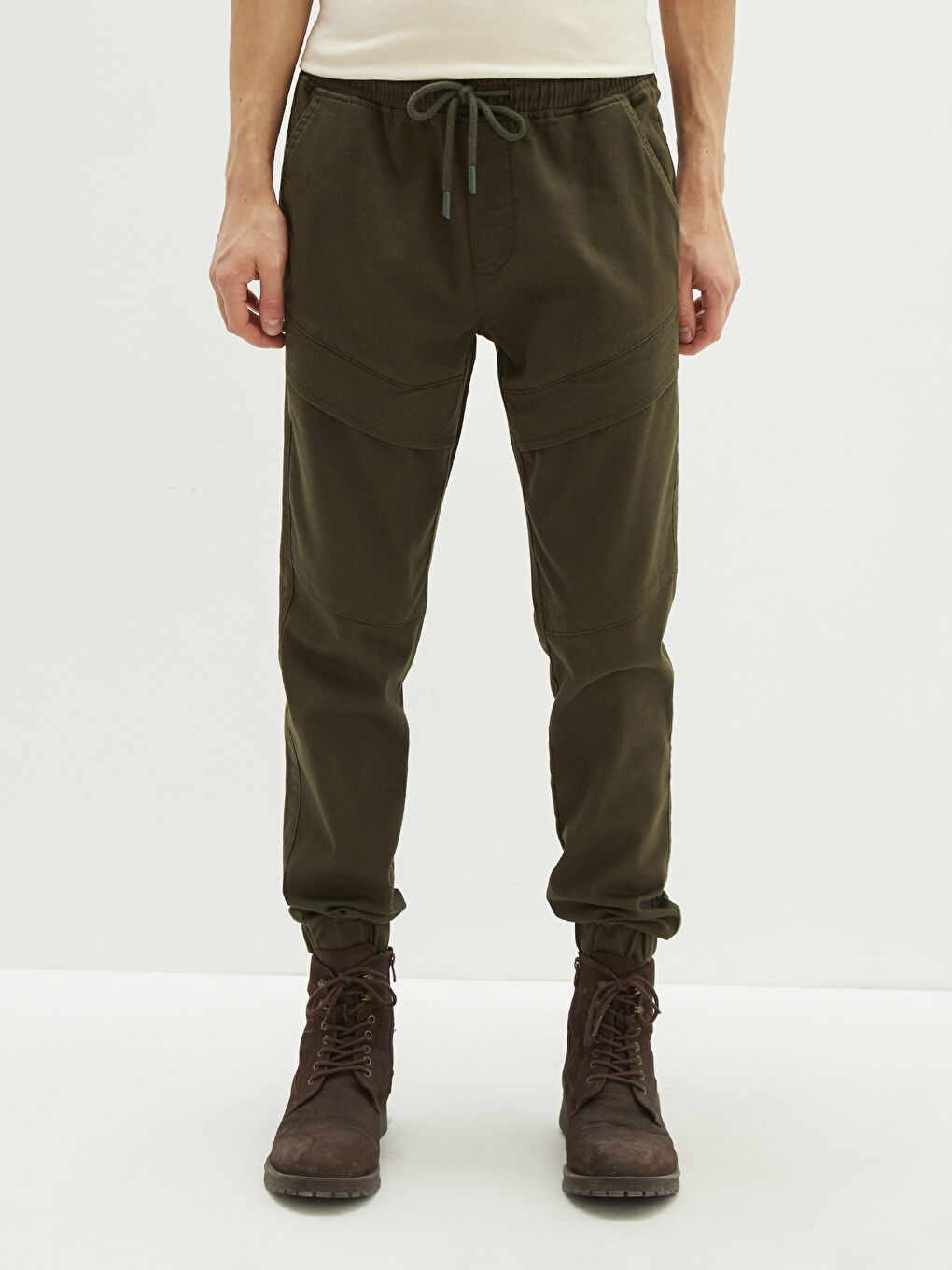 Haki Standart Kalıp Erkek Jogger Pantolon-5