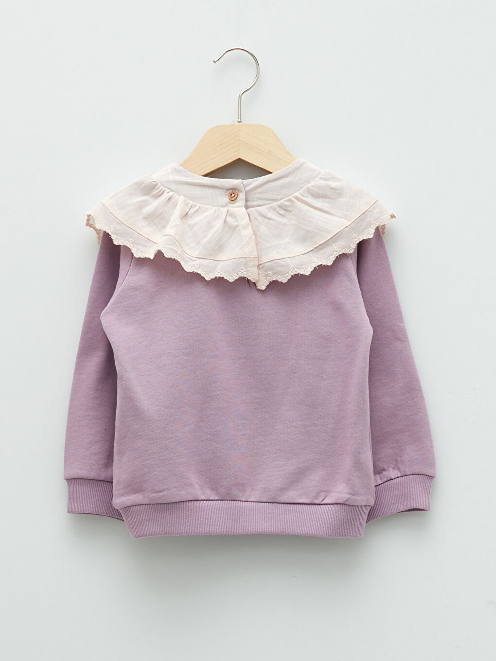Lila Bebe Yaka Uzun Kollu Pamuklu Kız Bebek Sweatshirt-1