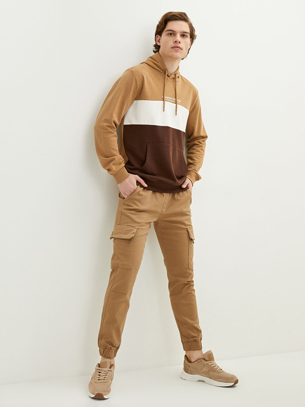 Bej Slim Fit Erkek Kargo Pantolon