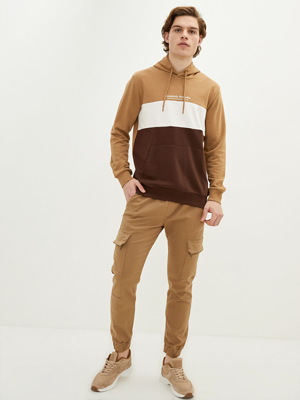 Bej Slim Fit Erkek Kargo Pantolon-1