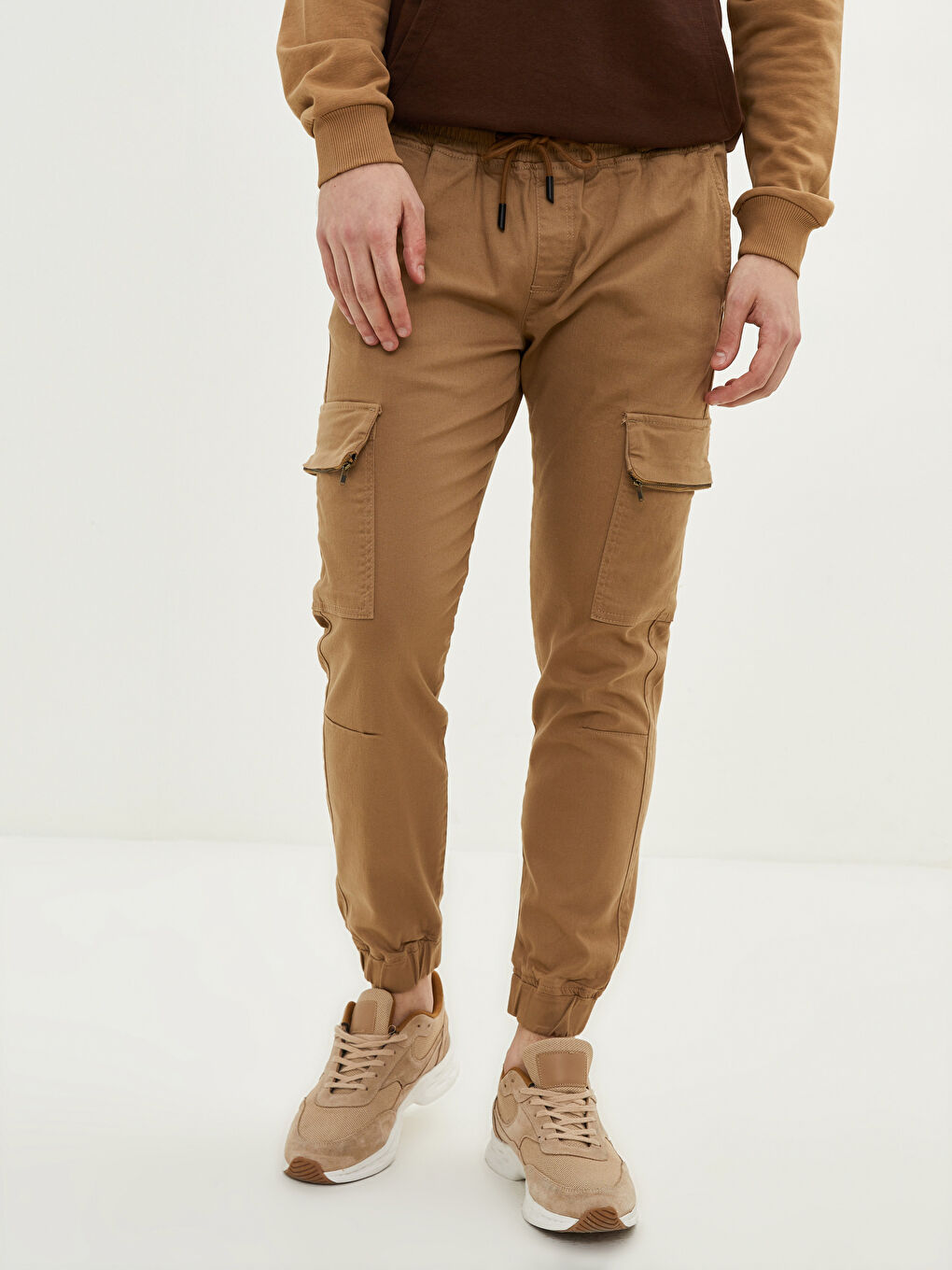 Bej Slim Fit Erkek Kargo Pantolon-3