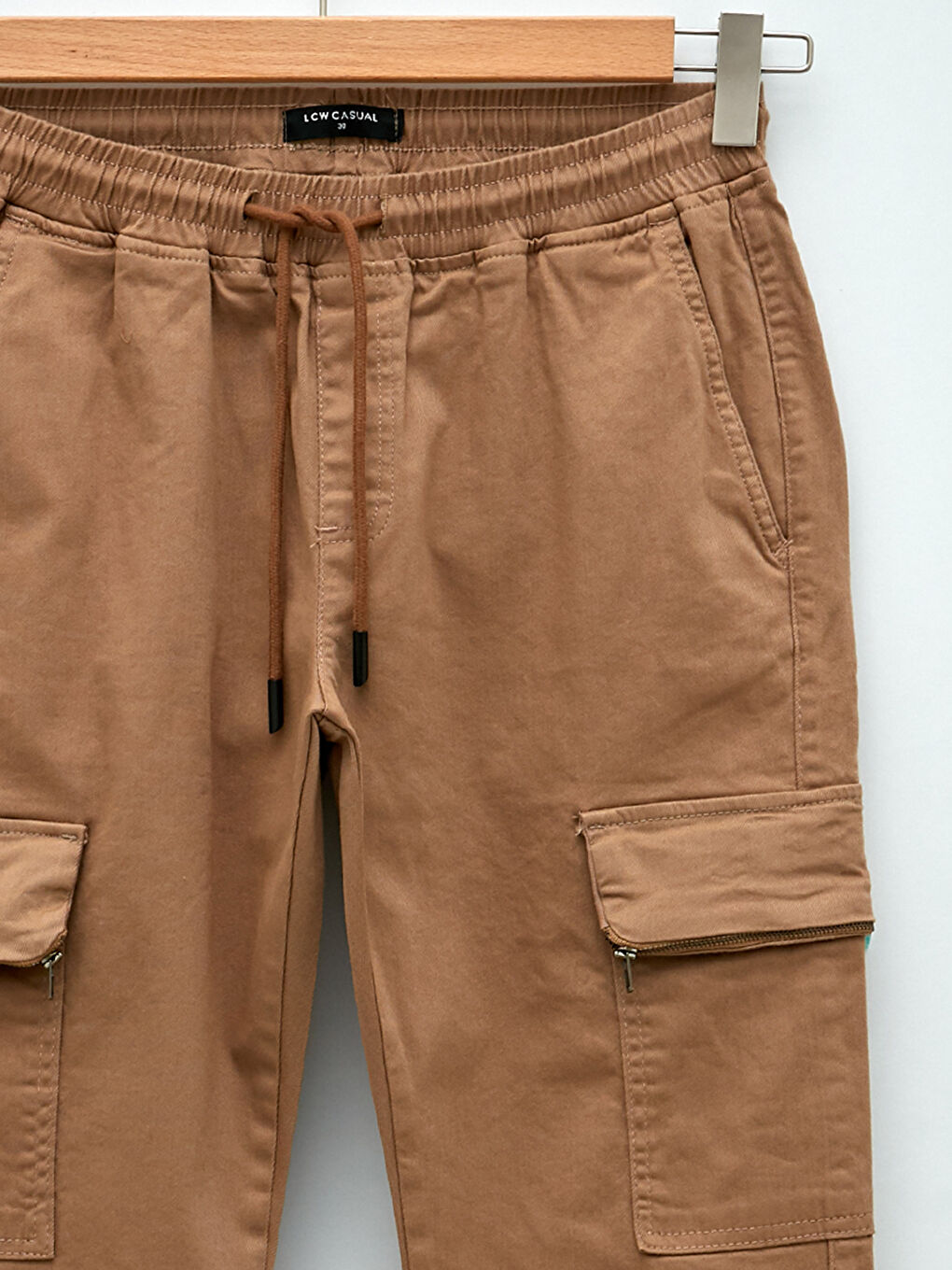 Bej Slim Fit Erkek Kargo Pantolon-7