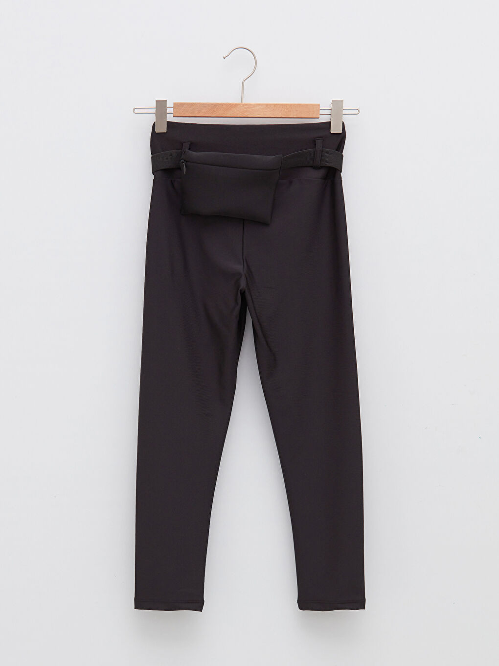 Siyah Beli Lastikli Kadın Spor Tayt ve  Bel Çantası-7