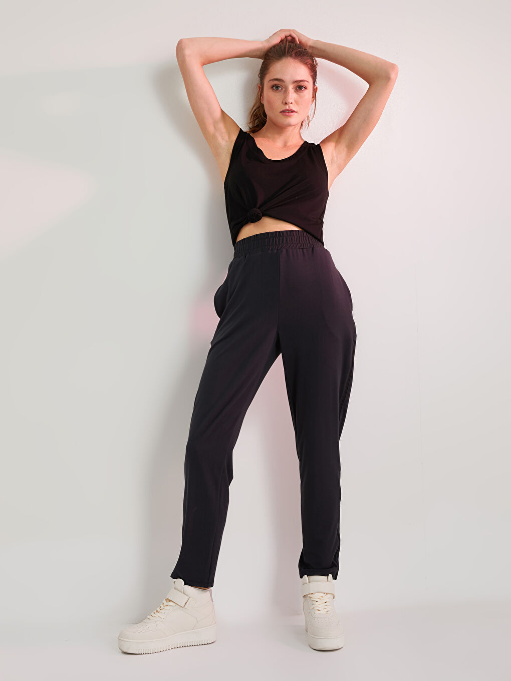 Elastic Waist Pocket Detailed Women's Sports Sweatpants