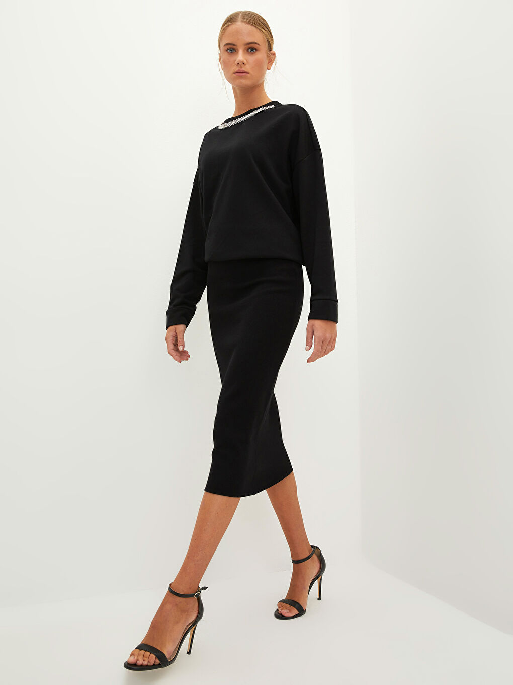 LCW Vision Women's High Waist Plain Knitwear Pencil Skirt -W1GB99Z8-CVL