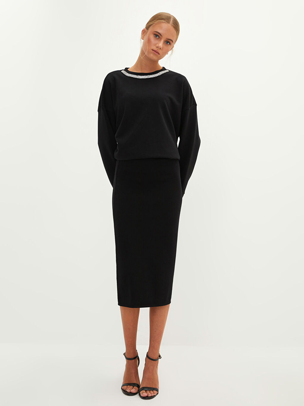 LCW Vision Women's High Waist Plain Knitwear Pencil Skirt -W1GB99Z8-CVL