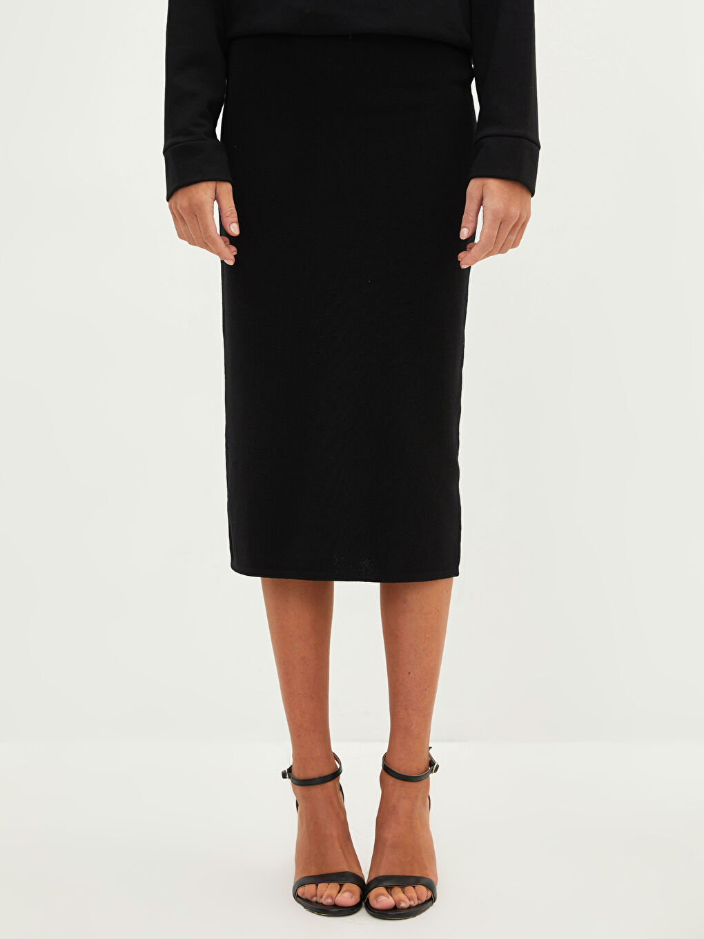 LCW Vision Women's High Waist Plain Knitwear Pencil Skirt -W1GB99Z8-CVL