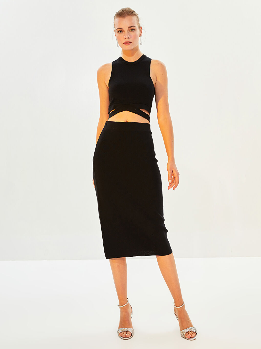 LCW Vision Women's High Waist Plain Knitwear Pencil Skirt -W1GB99Z8-CVL