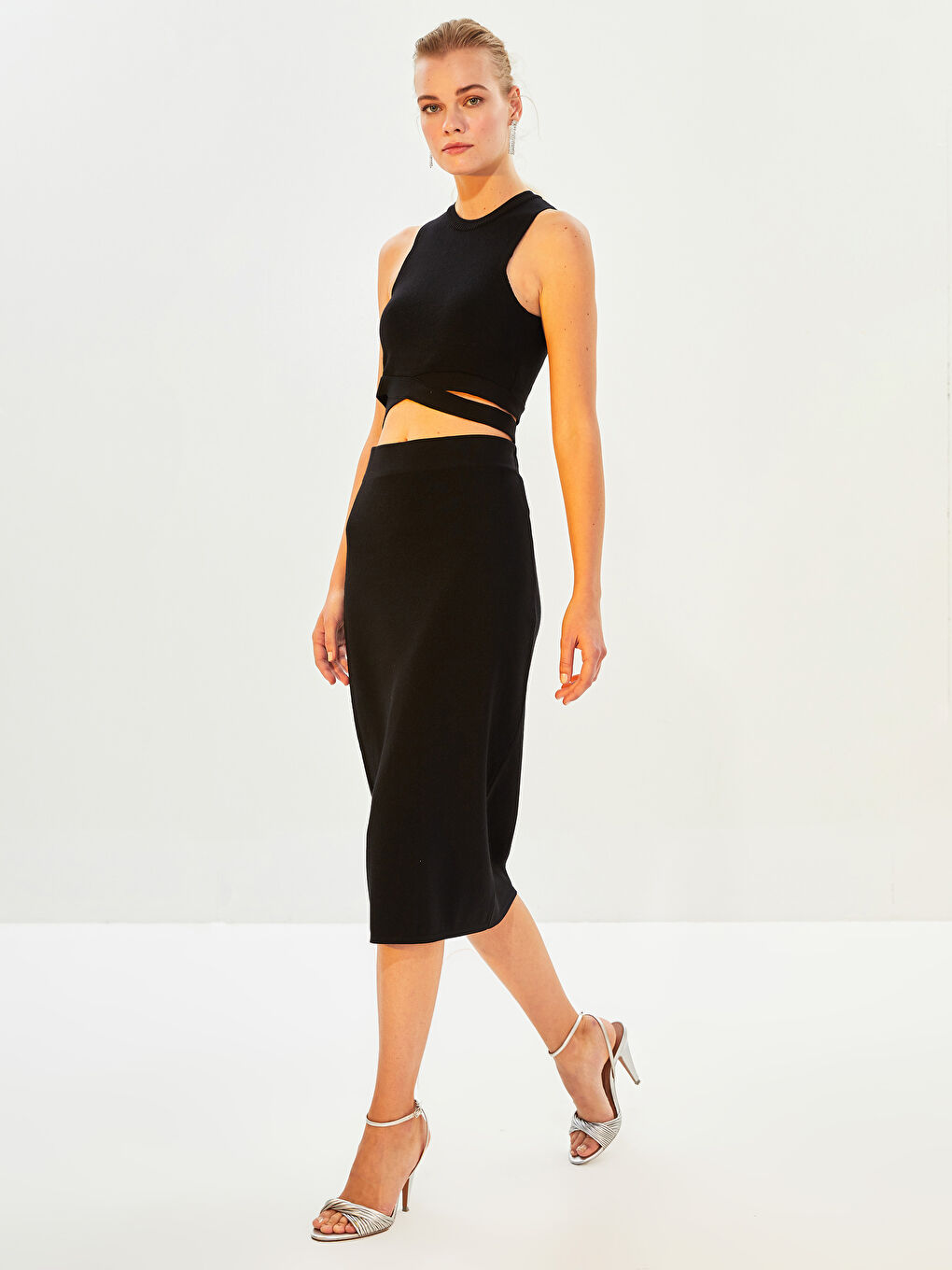 LCW Vision Women's High Waist Plain Knitwear Pencil Skirt -W1GB99Z8-CVL
