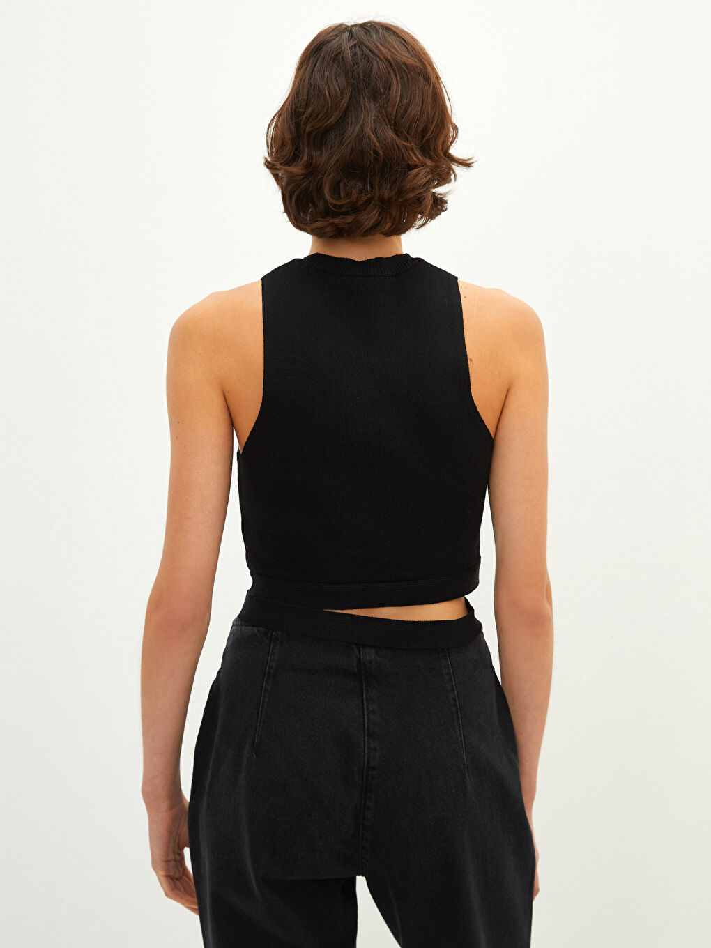 Women's Crew Neck Regular Sleeveless Tricot Sweater -W1GC00Z8-CVL