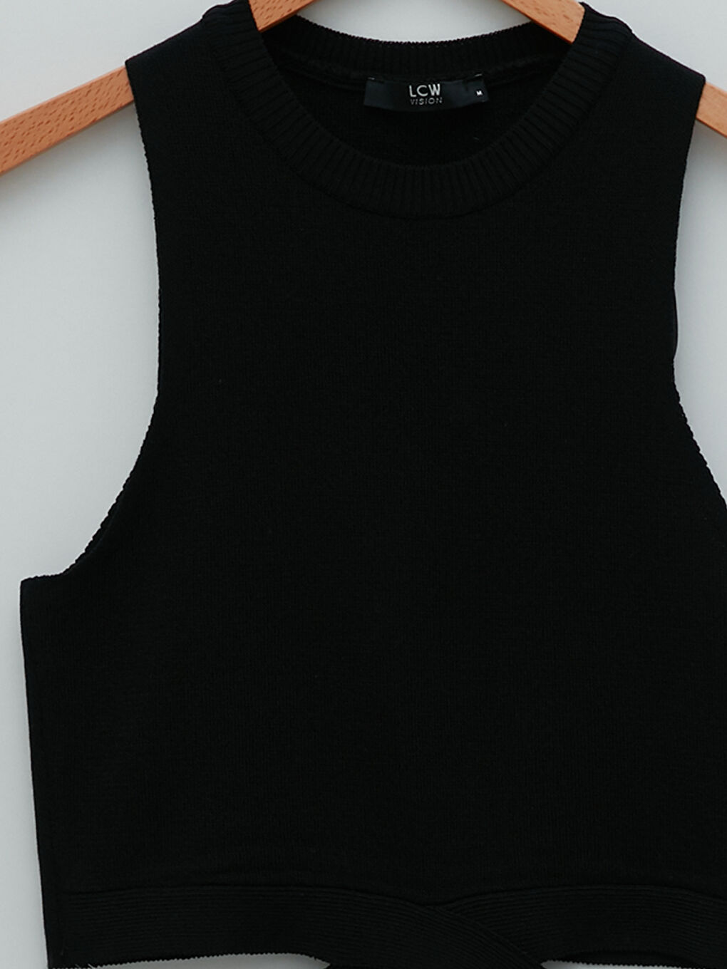 Women's Crew Neck Regular Sleeveless Tricot Sweater -W1GC00Z8-CVL