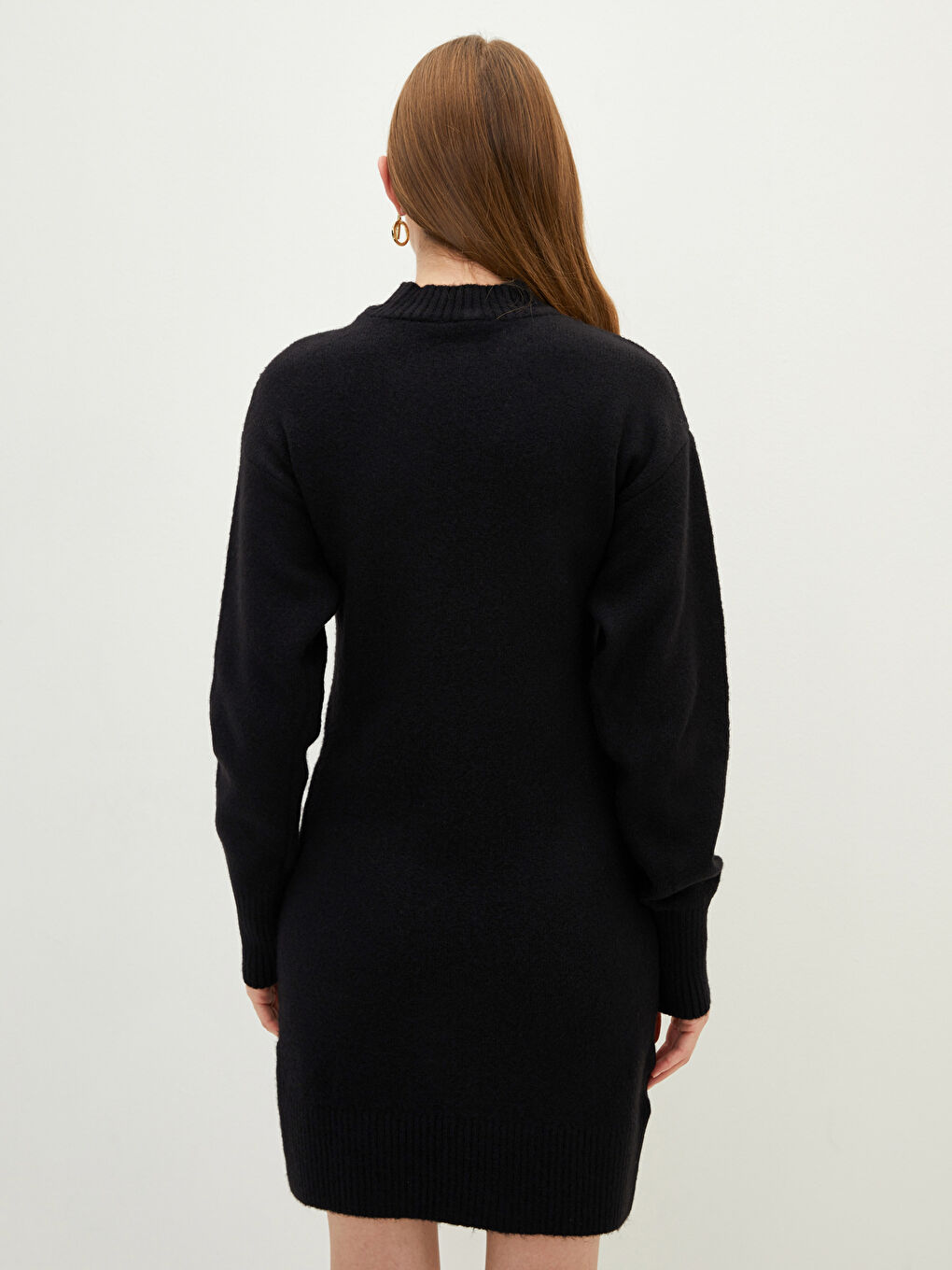 LCW Vision Trichterkragen Schlichtes Langarm Damen Strickkleid -W1GC01Z8-CVL