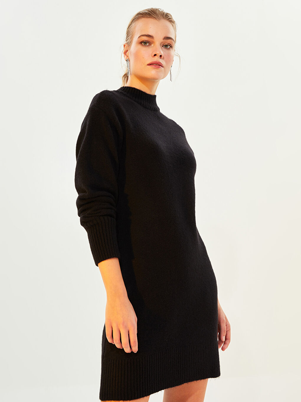 LCW Vision Trichterkragen Schlichtes Langarm Damen Strickkleid -W1GC01Z8-CVL