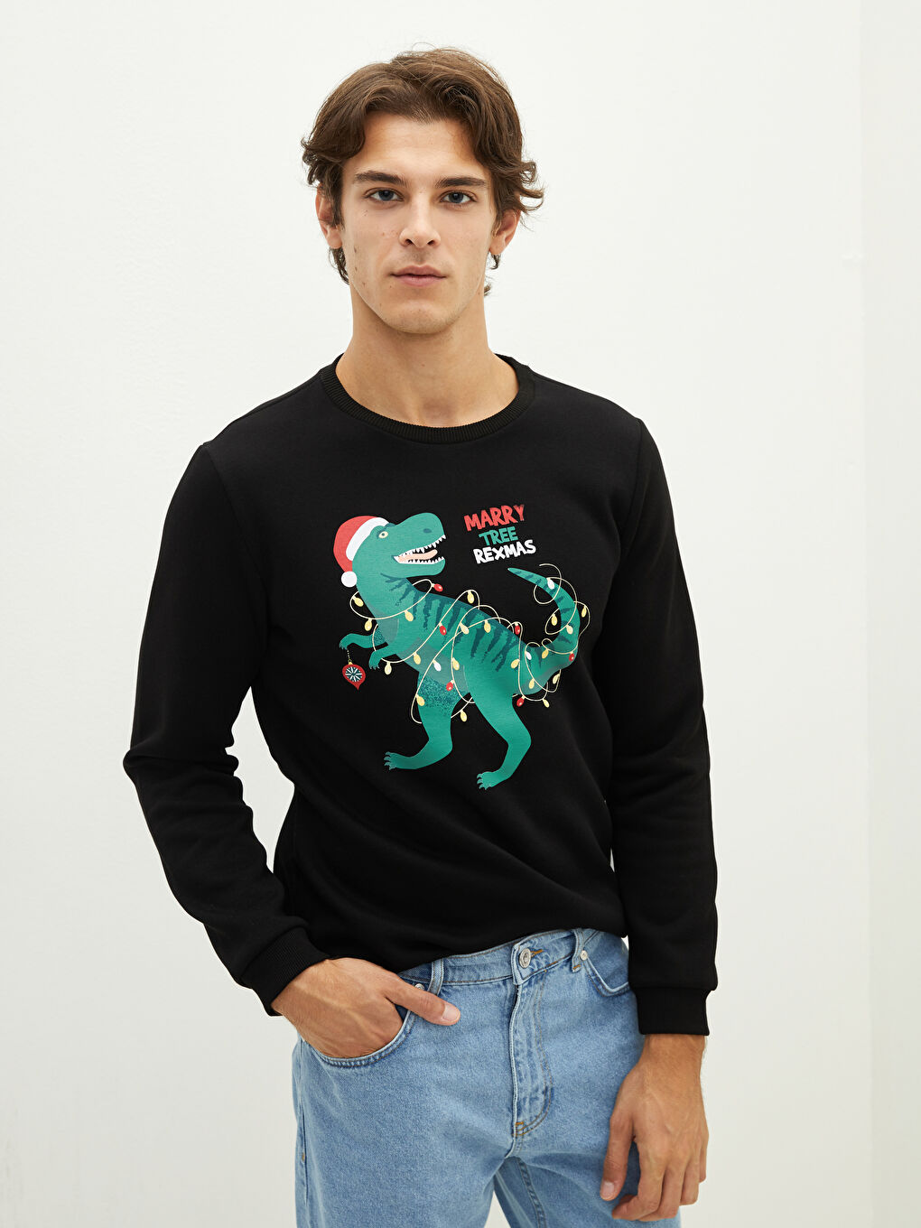 LC Waikiki Crew Neck Printed Men's Thick Sweatshirt -W1GC04Z8-CVL