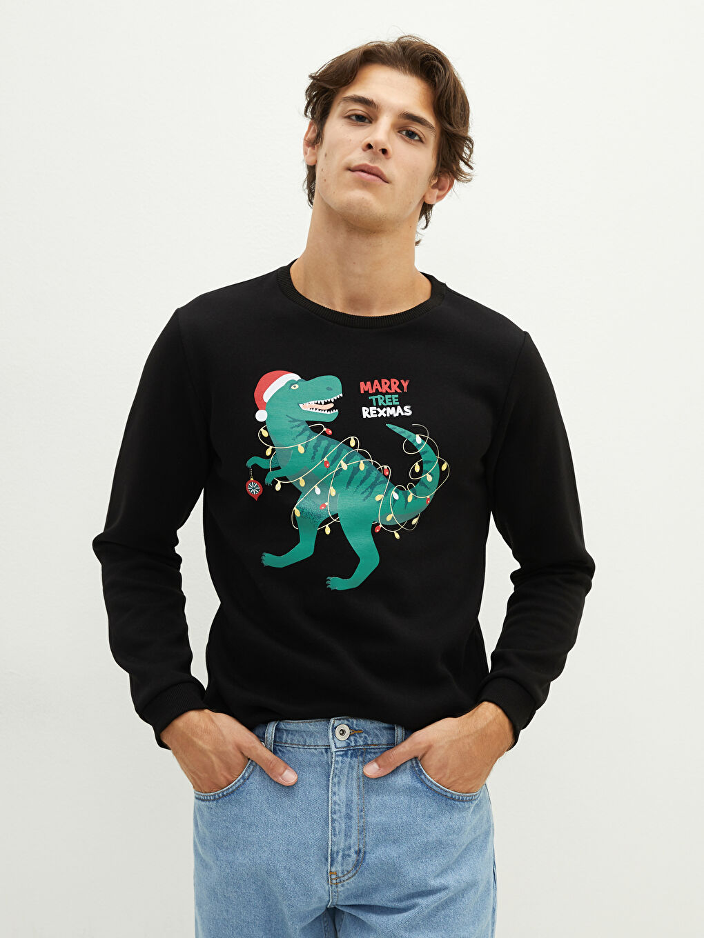 LC Waikiki Crew Neck Printed Men's Thick Sweatshirt -W1GC04Z8-CVL