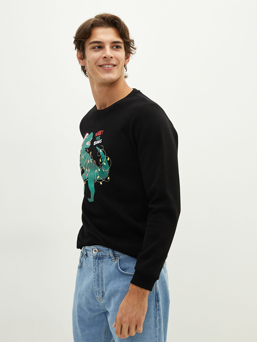 LC Waikiki Crew Neck Printed Men's Thick Sweatshirt -W1GC04Z8-CVL