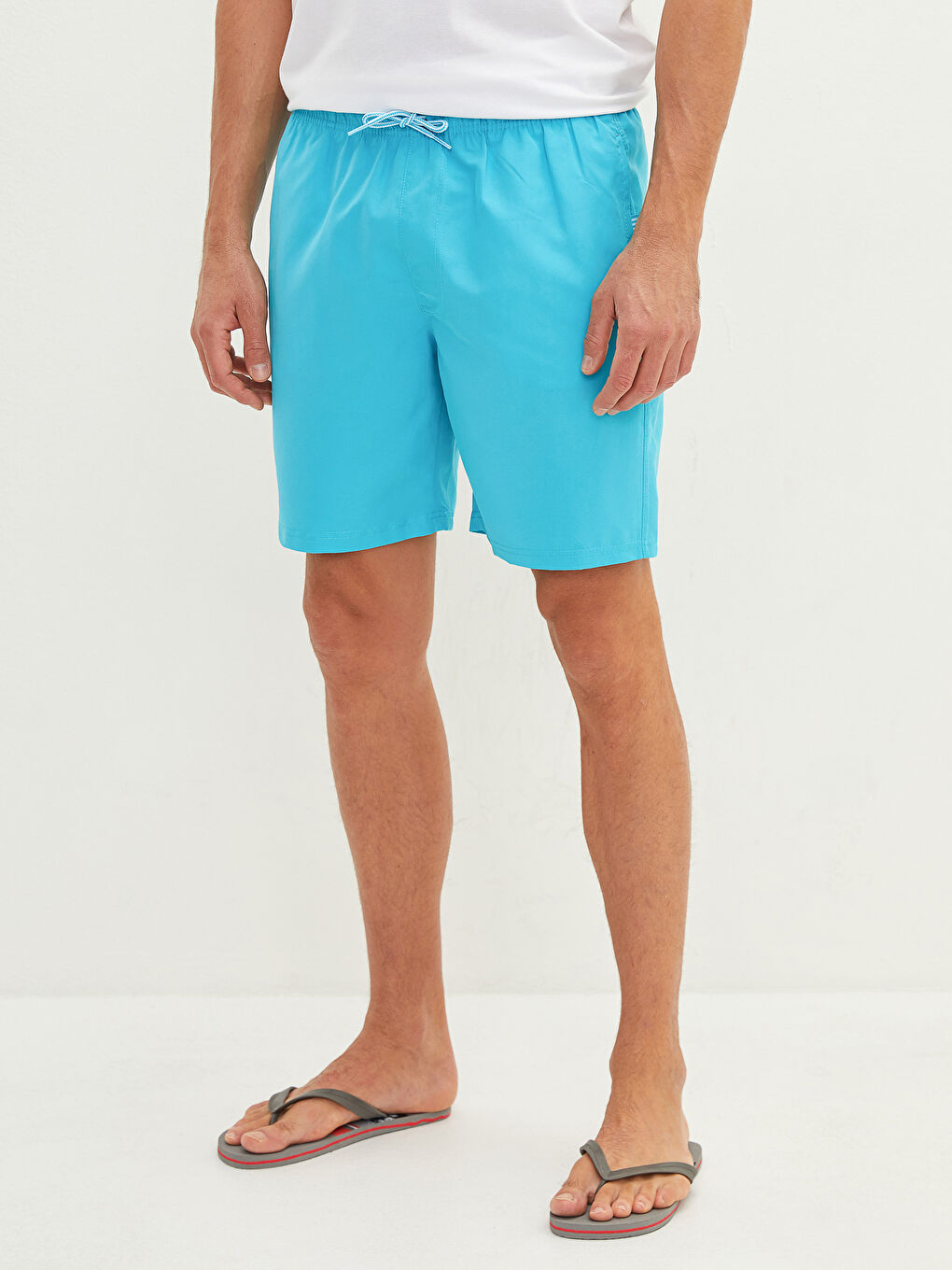 Knee Length Basic Men's Swimming Shorts-2