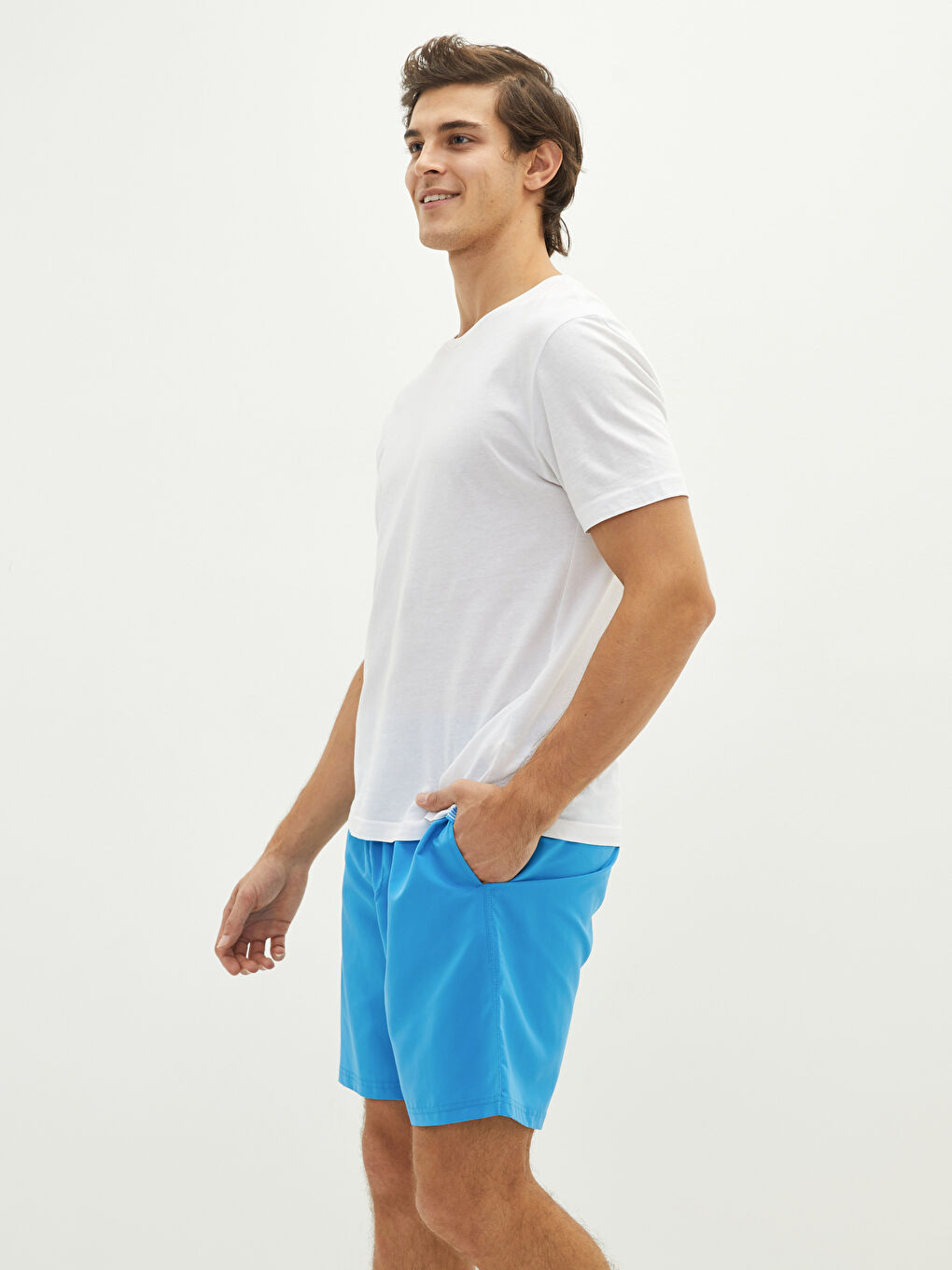 Knee Length Basic Men's Swimming Shorts-1
