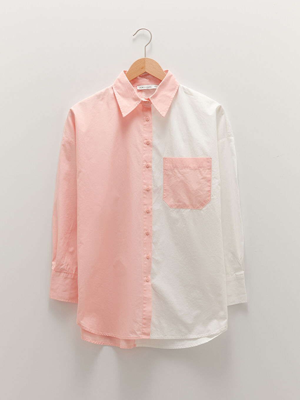 LCW Vision Buttoned Long Sleeve Poplin Women's Shirt with Color Block -W1GC76Z8-G3U