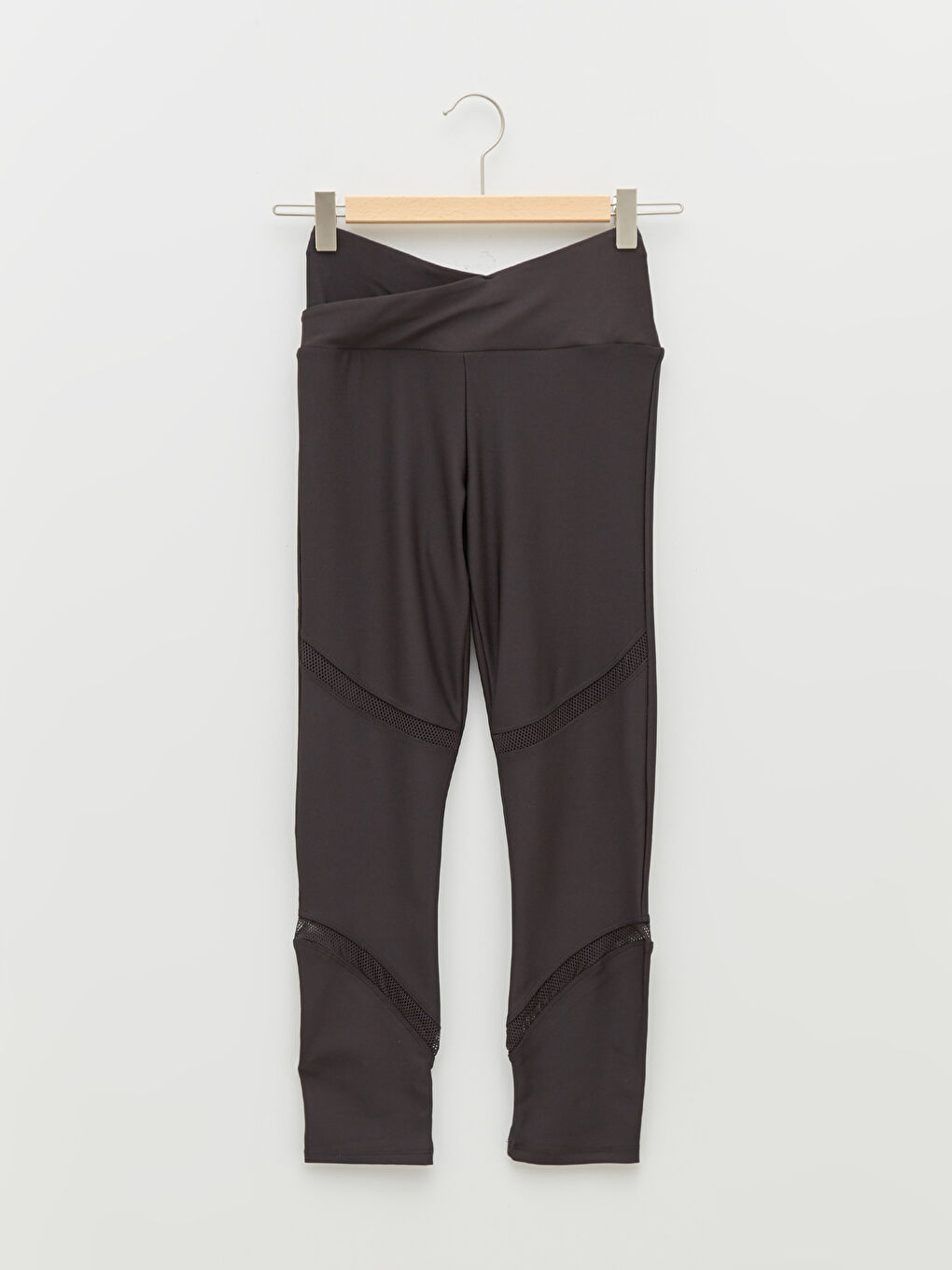 Siyah Beli Lastikli Transparan Detaylı Kadın Spor Tayt-6