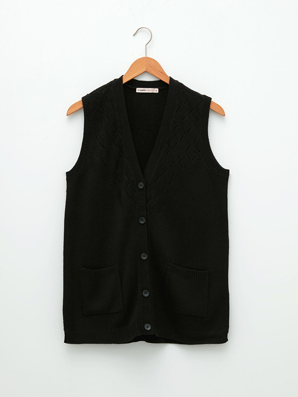 V Neck Hole-Knitted Women's Knitwear Waistcoat-5