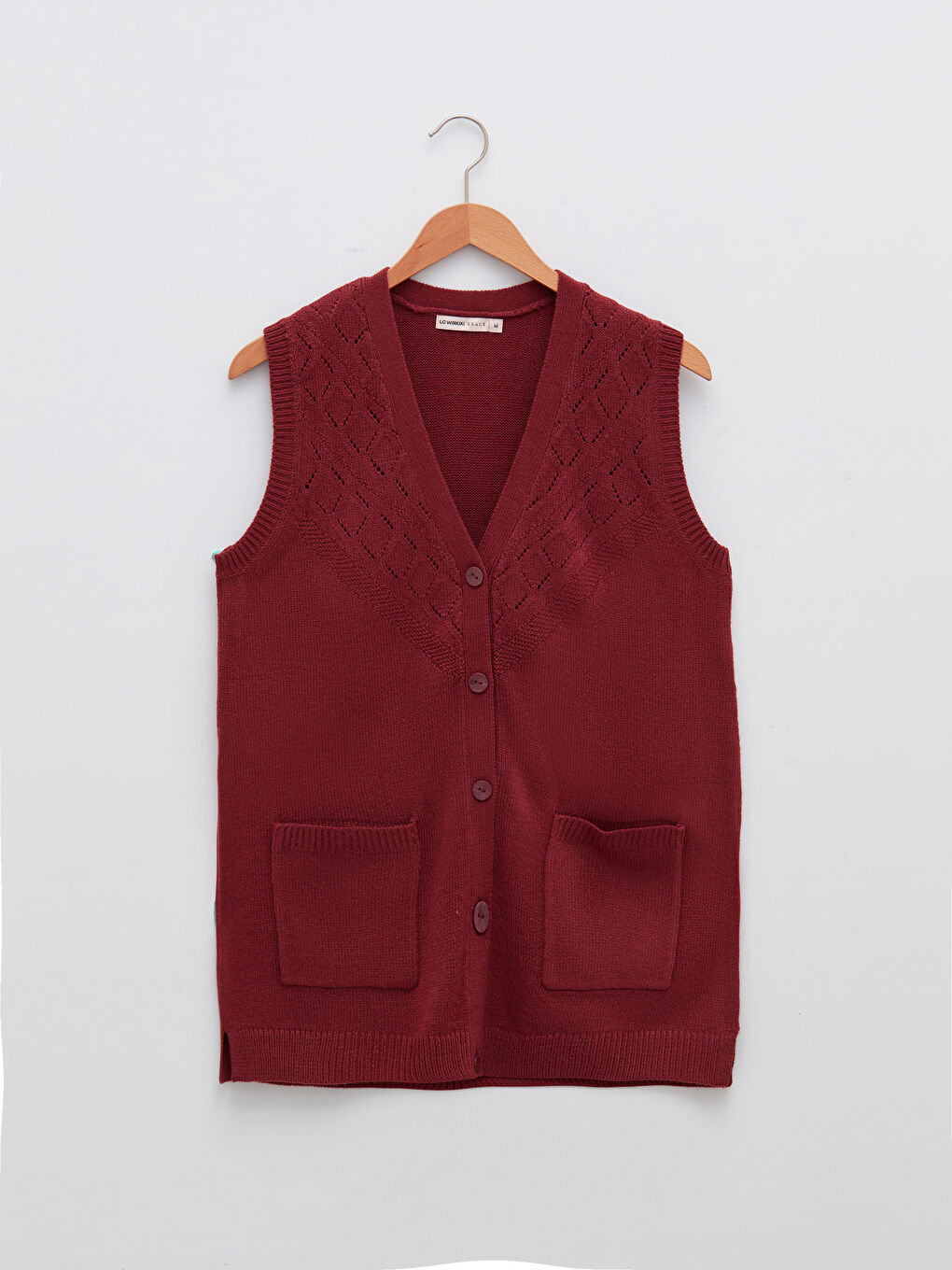 LCW Grace V Neck Hole-Knitted Women's Knitwear Waistcoat -W1GC84Z8-QTT