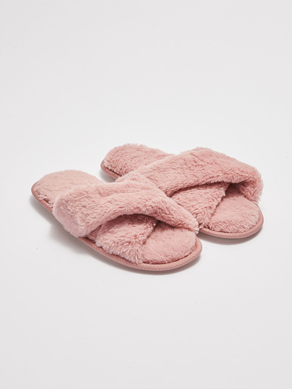Cross-Banded Plush Women's Home Slippers