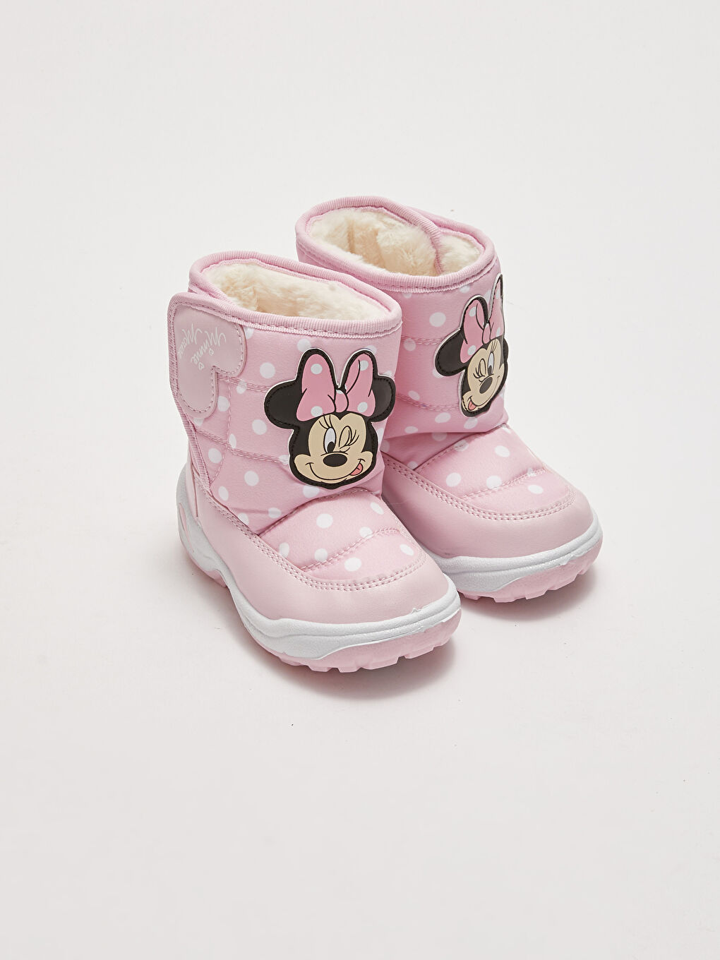 Minnie Mouse Licensed Patch Detail Printed Velcro Closure Baby Girl Snow Boots