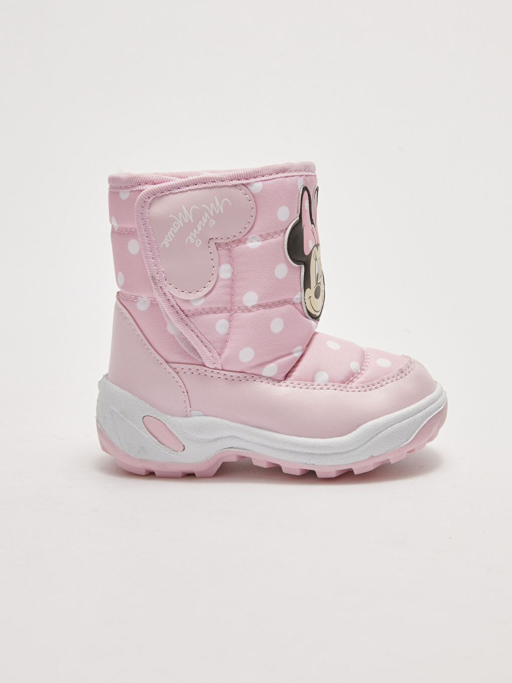 Minnie Mouse Licensed Patch Detail Printed Velcro Closure Baby Girl Snow Boots-1