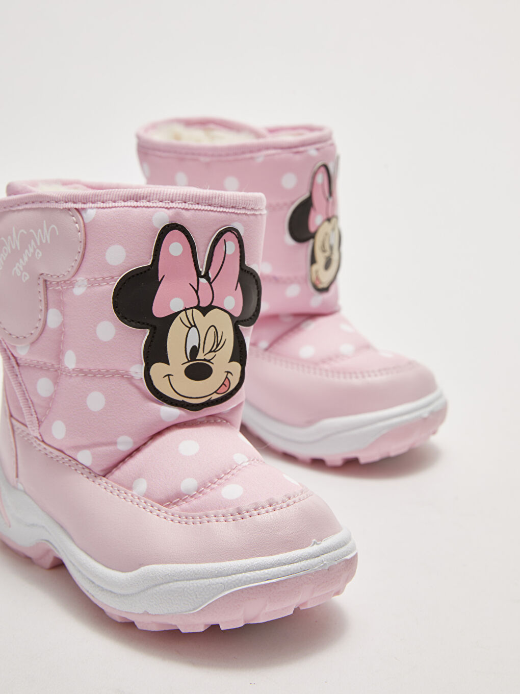 Minnie Mouse Licensed Patch Detail Printed Velcro Closure Baby Girl Snow Boots-2