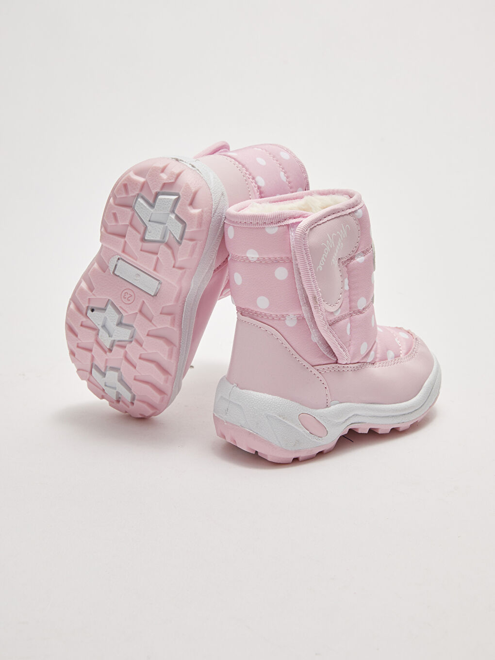 Minnie Mouse Licensed Patch Detail Printed Velcro Closure Baby Girl Snow Boots-5