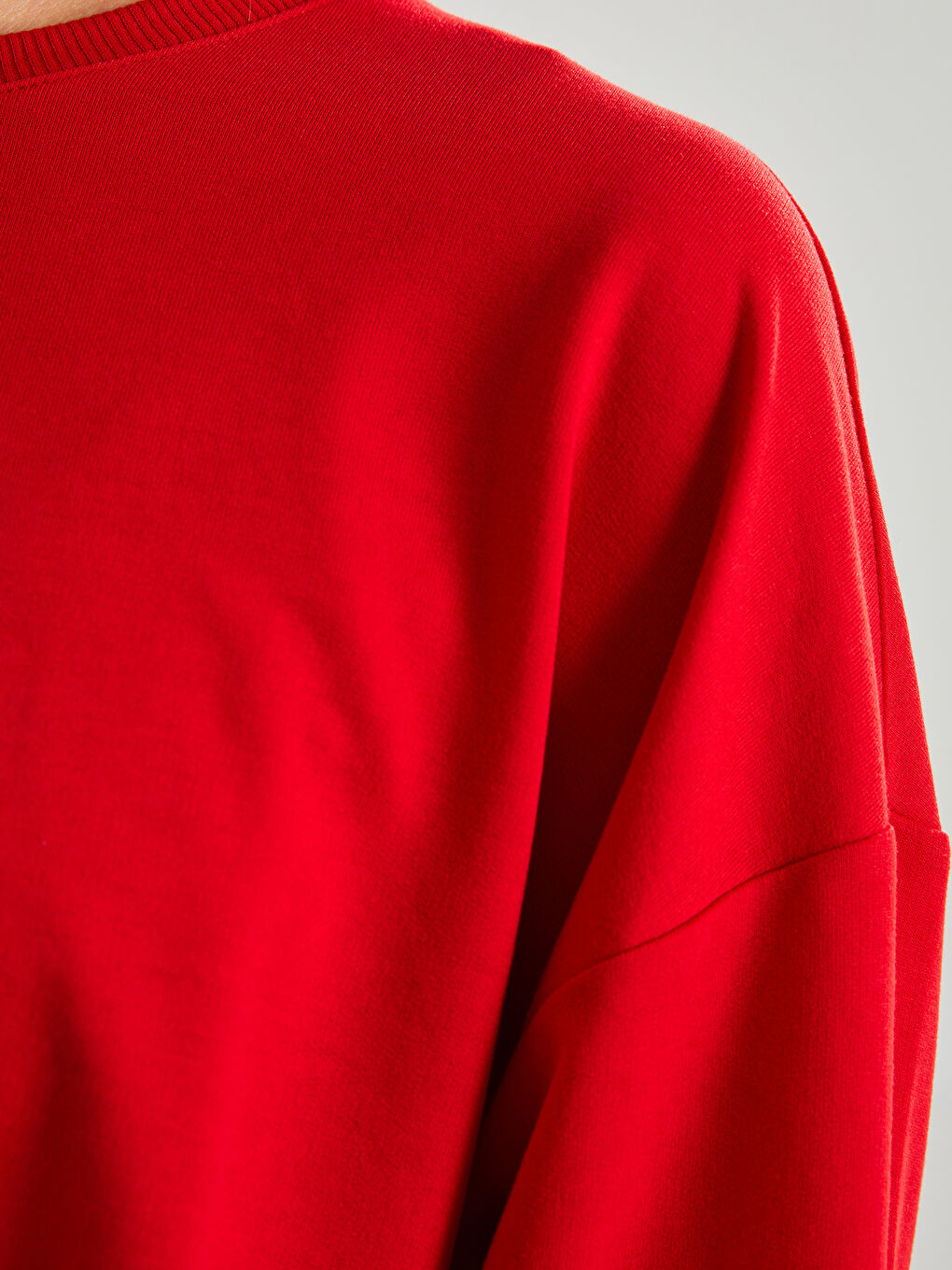 Crew Neck Plain Long Sleeve Women's Sweatshirt-2