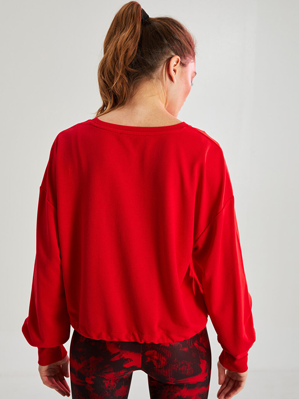 Crew Neck Plain Long Sleeve Women's Sweatshirt-4