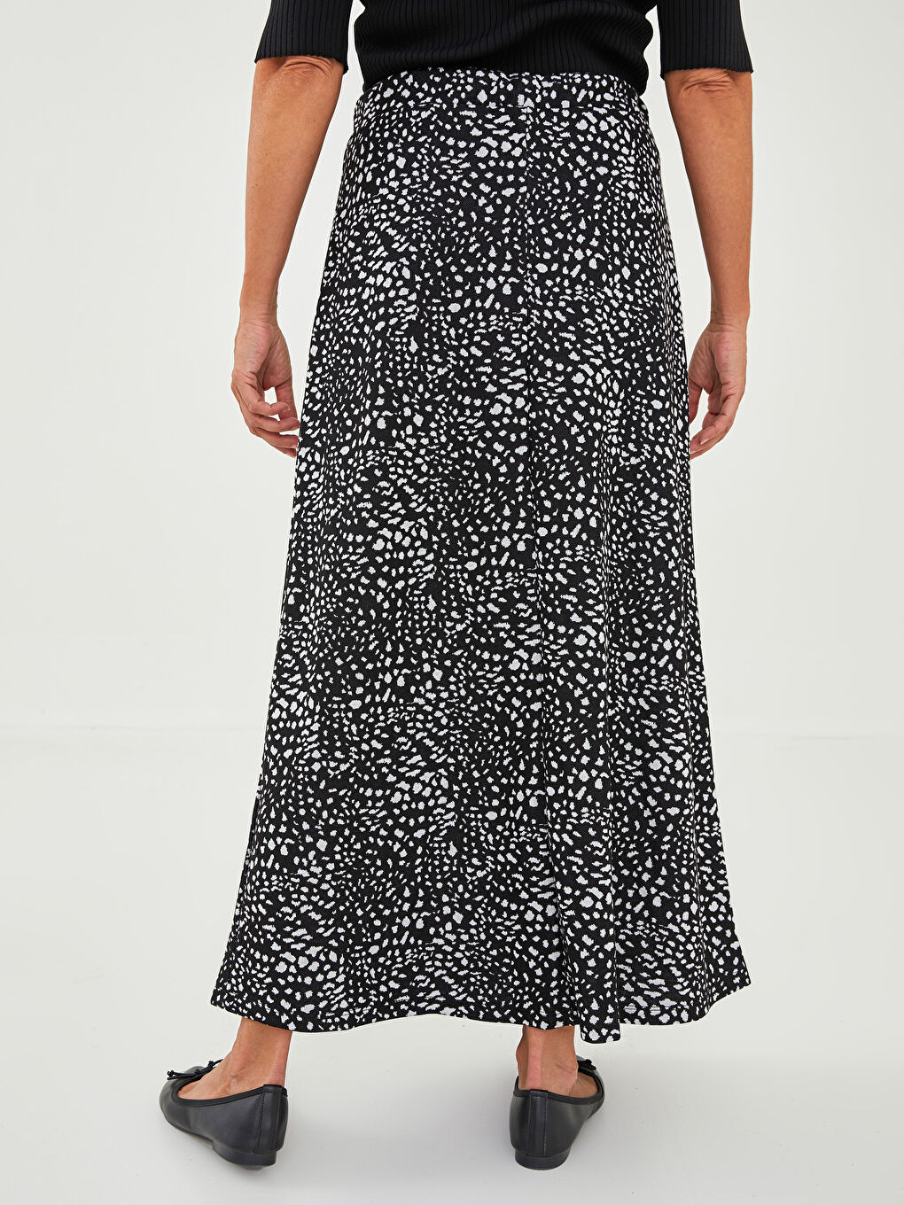 Elastic Waist Patterned A-Cut Ponte Fabric Women's Skirt-4