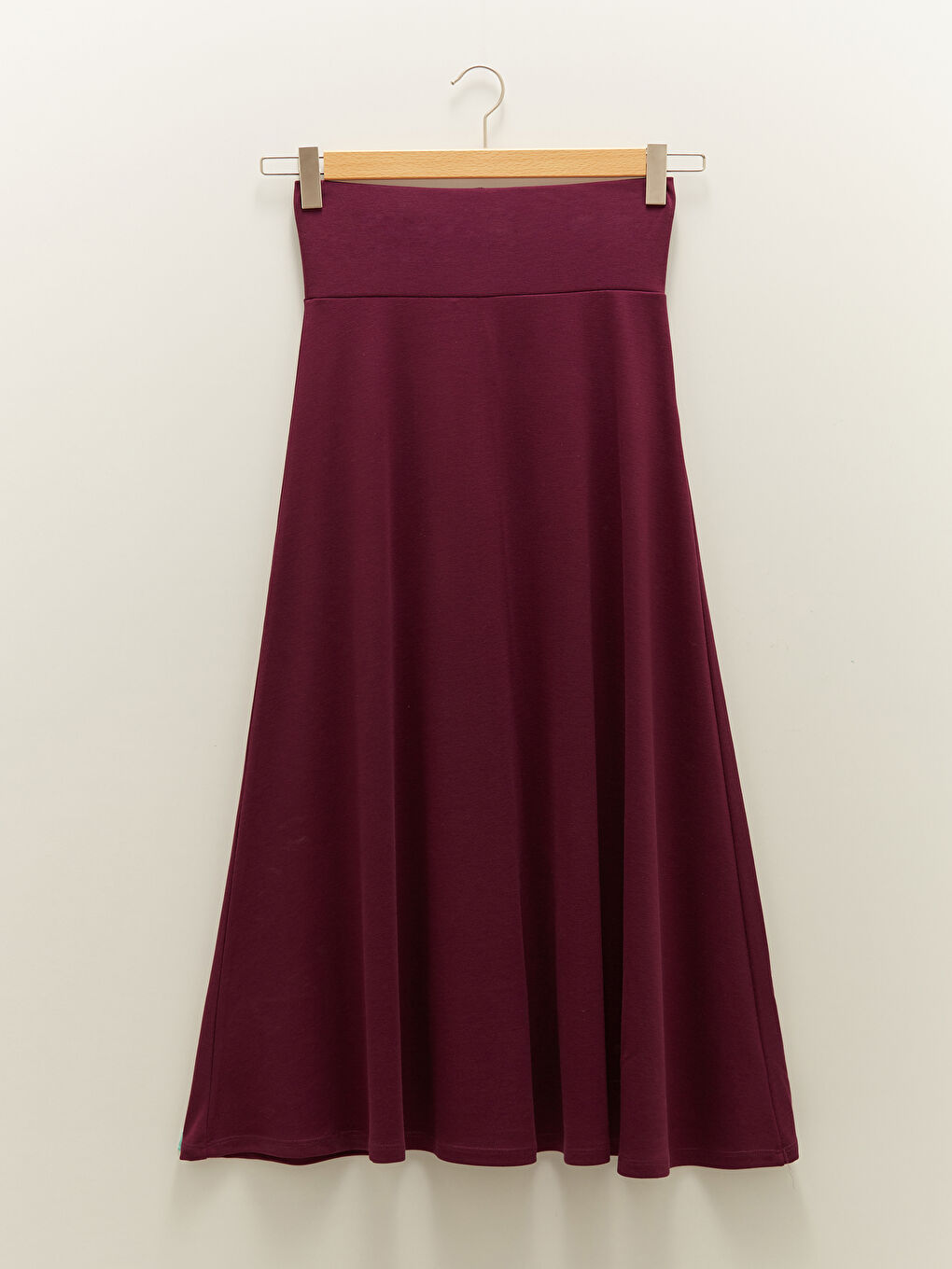 Elastic Waist Plain Comfortable Fit Ponte Fabric Women's Flared Skirt-5